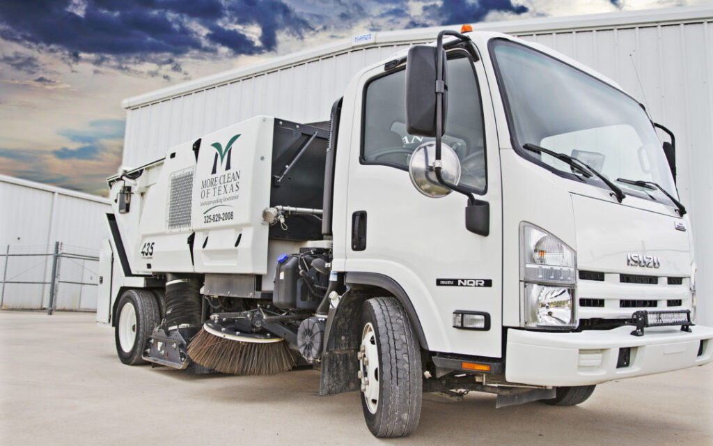 Texas Street Sweeping Service and Parking Lot Sweeping Services Photo of a Sweeping Truck